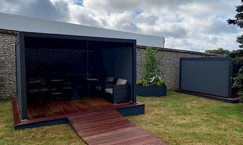 Goodwood Festival of Speed pergolas with furniture inside