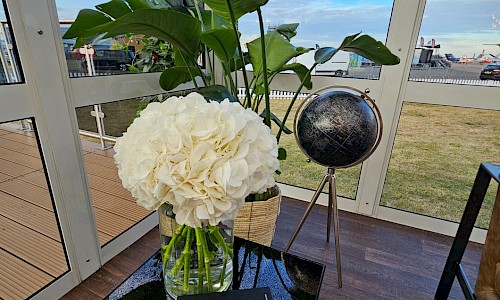 Royal International Air Tattoo small white glass table display