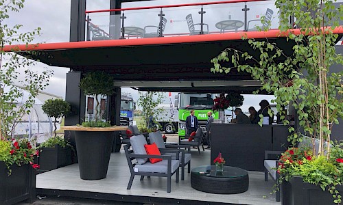 Renault- Shipping Container Unit inside bottom unit with sundial table and furniture