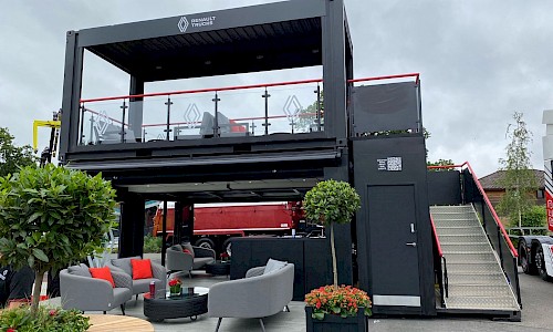 Renault- Shipping Container Unit with furniture, bay trees and sundial table